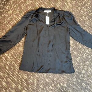 LOFT Black Satin Blouse